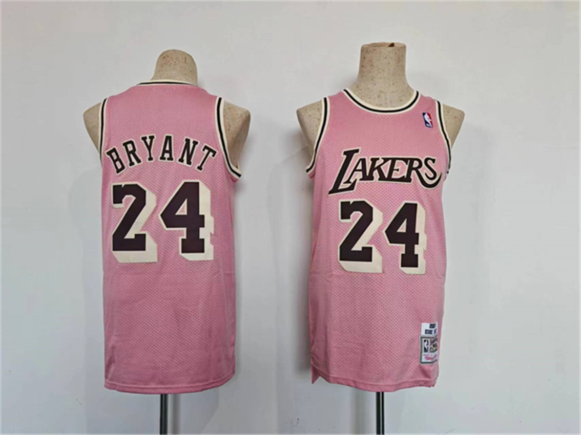 Men's Pink Los Angeles Lakers #24 Kobe Bryant Throwback basketball Jersey